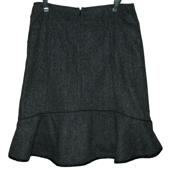 The Gap 4 Gray Black Charcoal Herringbone Tweed Lined Tulip Bell Skirt business - Picture 5 of 8